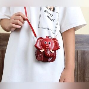 Genuine Leather Crossbody Elephant Coin Purse 
Purse Charm